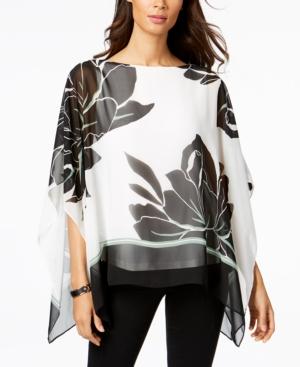 Jm Collection Printed Poncho-sleeve Top, Created For Macy's