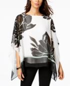Jm Collection Printed Poncho-sleeve Top, Created For Macy's