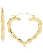 Betsey Johnson Gold-tone Bamboo Heart Hoop Earrings