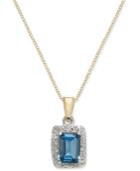 Blue Topaz (1-3/8 Ct. T.w.) & Diamond (1/6 Ct. T.w.) 18 Pendant Necklace In 14k Gold