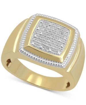 Men's Diamond Cluster Style Ring (1/10 Ct. T.w.) In 10k Gold-plated Sterling Silver