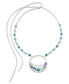 Nine West Silver-tone Blue Stone Adjustable Pendant Necklace