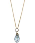 Betsey Johnson Gold-tone Pave Snake Blue Crystal Pendant Necklace