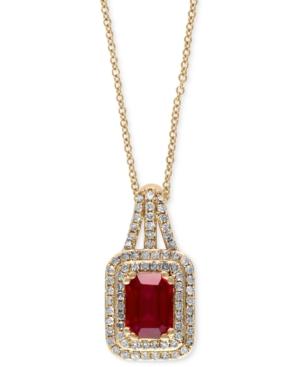 Rosa By Effy Ruby (1-1/2 Ct. T.w.) And Diamond Pendant Necklace (1/3 Ct. T.w.) In 14k Gold