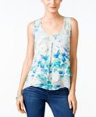 Ny Collection Petite Printed Sleeveless Tiered Top
