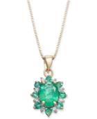 Emerald (1 Ct. T.w.) & Diamond Accent 18 Pendant Necklace In 14k Gold