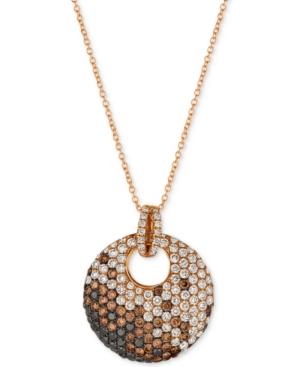 Le Vian Exotics Diamond Ombre Disc Pendant Necklace (2 Ct. T.w.) In 14k Rose Gold