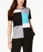 Alfred Dunner Play Date Colorblocked Embellished Top