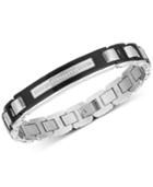Men's Diamond Link Bracelet (1/10 Ct. T.w.) In Stainless Steel & Black Ion-plate
