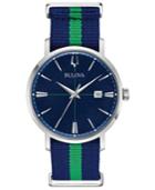 Bulova Men's Aerojet Blue & Green Polyester Strap Watch 39mm