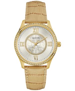 Guess Women's Tan Leather Strap Watch 39mm U0768l2