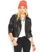 Free People Faux-leather Hooded Moto Jacket