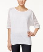 Alfani Petite Crochet-trim High-low Top, Only At Macy's