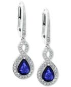 Effy Sapphire (1-2/5 Ct. T.w.) And Diamond (1/3 Ct. T.w.) Earrings In 14k White Gold