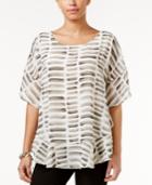 Alfani Petite Printed Flounced Poncho Top, Only At Macy's