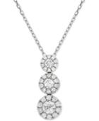 Diamond Triple Cluster Adjustable Pendant Necklace (1/2 Ct. T.w.) In 14k White Gold