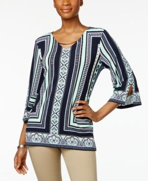 Jm Collection Embellished Printed Tunic, Created For Macy's