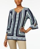 Jm Collection Embellished Printed Tunic, Created For Macy's