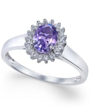 Amethyst (1 Ct. T.w.) And White Topaz (1/6 Ct. T.w.) Ring In 10k White Gold