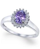 Amethyst (1 Ct. T.w.) And White Topaz (1/6 Ct. T.w.) Ring In 10k White Gold