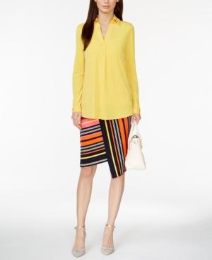 Ny Collection Rounded Hem Popover Shirt