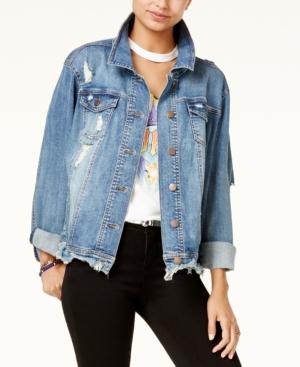 Dollhouse Juniors' Distressed Denim Trucker Jacket