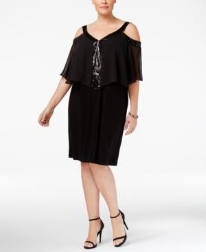 Msk Plus Size Chiffon Cold-shoulder Dress