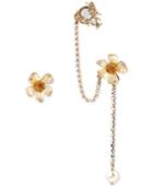 Betsey Johnson Gold-tone Flower And Bug Crystal Ear Cuff