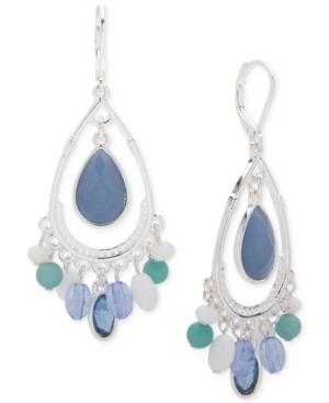 Nine West Silver-tone Blue Stone Shaky Drop Earrings