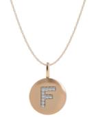 14k Yellow, White, Or Rose Gold Necklace, Diamond Letter F Disk Pendant (1/10 Ct. T.w.)