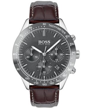 Boss Hugo Boss Men's Chronograph Oxygen Brown Leather Strap Watch 42mm