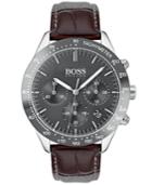 Boss Hugo Boss Men's Chronograph Oxygen Brown Leather Strap Watch 42mm