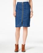 Style & Co Petite Zip-front Denim Skirt, Only At Macy's