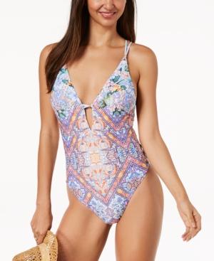 Nanette By Nanette Lepore Festival Beaded Plunging Cheeky One-piece Swimsuit, Created For Macy's Women's Swimsuit