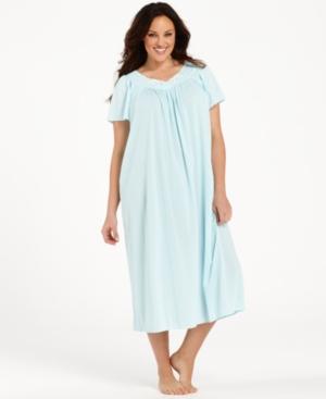 Miss Elaine Plus Size Tricot Flutter Sleeve Long Gown