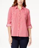 Ny Collection Petite Pinstripe Button-down Shirt