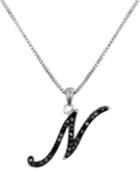Sterling Silver Necklace, Black Diamond N Initial Pendant (1/4 Ct. T.w.)