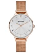 Skagen Women's Anita Rose Gold-tone Stainless Steel Mesh Bracelet Watch 30mm Skw2151