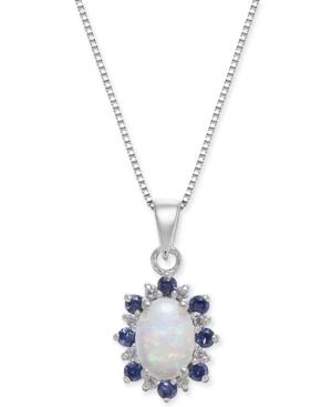 Multi-gemstone (3/4 Ct. T.w.) & Diamond Accent 18 Pendant Necklace In 14k White Gold