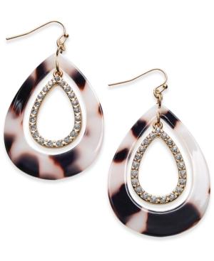Thalia Sodi Gold-tone Pave & Tortoiseshell-look Drop Earrings, Only At Macy's