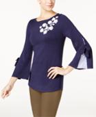 Charter Club Applique Contrast Sweater, Created For Macy's