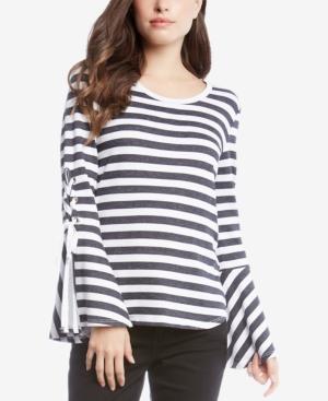 Karen Kane Striped Lace-up-sleeve Top
