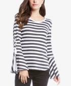 Karen Kane Striped Lace-up-sleeve Top