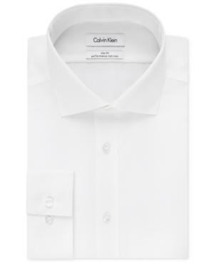 Calvin Klein Steel Men's Slim-fit Non-iron Performance Solid Spread Collar Dress Shirt