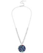 Kenneth Cole New York Silver-tone Blue Stone Chip Disc Pendant Necklace