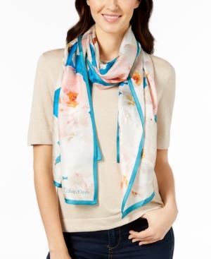 Calvin Klein Pastel Floral Silk Scarf