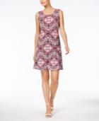 Ny Collection Petite Printed Lace-back Fit & Flare Dress