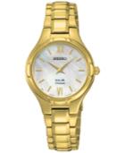 Seiko Women's Solar Gold-tone Titanium Bracelet Watch 28mm Sup294