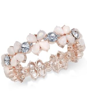 Charter Club Rose Gold-tone Crystal & Stone Stretch Bracelet, Created For Macy's
