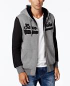 Sean John Men's Sherpa-lined Hoodie With Contrast Sleeves